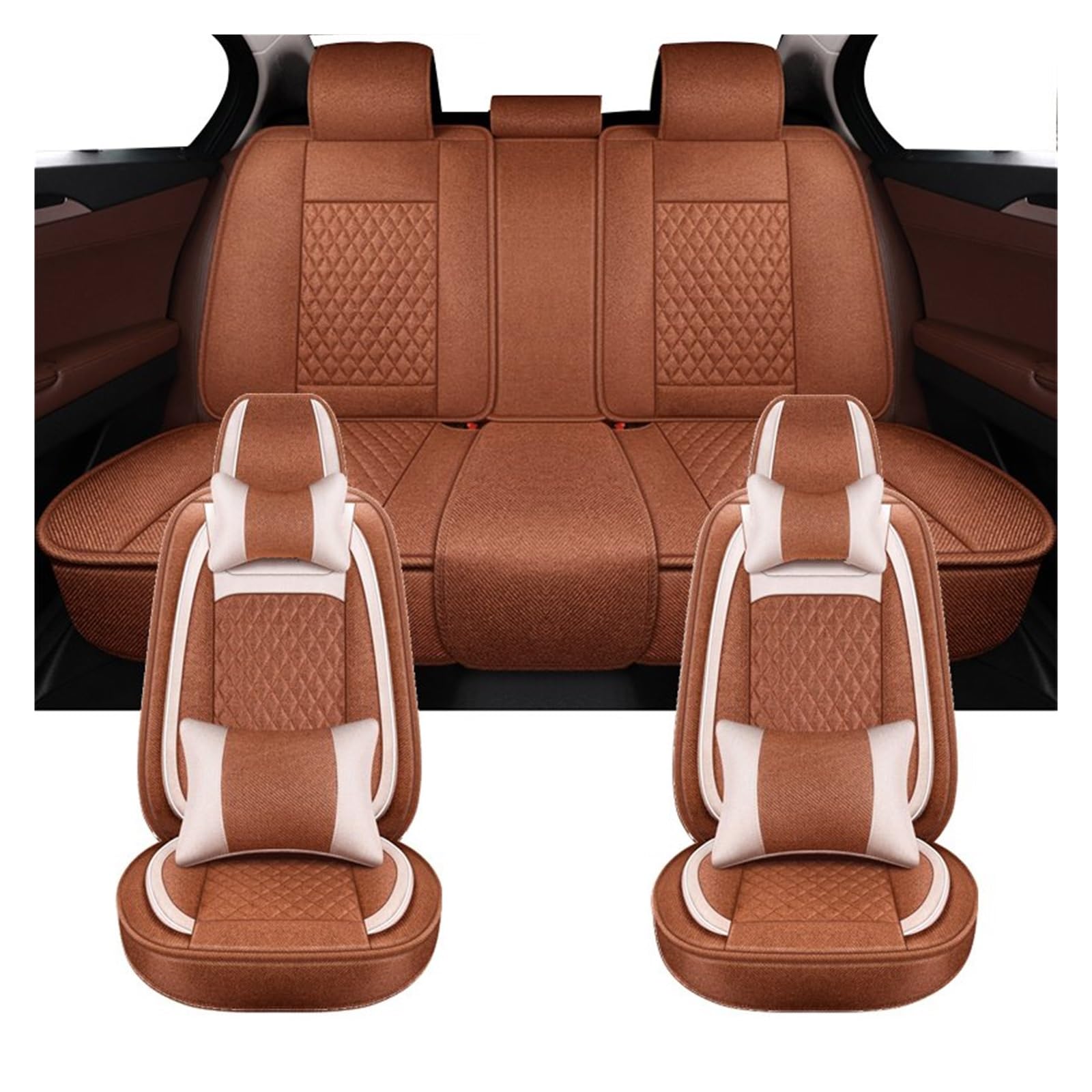 PAKAGVTTB Sitzbezüge Universal-Komplettset Autositzbezüge Für Nissan Für Teana J32 Für Kicks Für Sunny Für Altima Autozubehör Vordersitzbezüge(Orange) von PAKAGVTTB