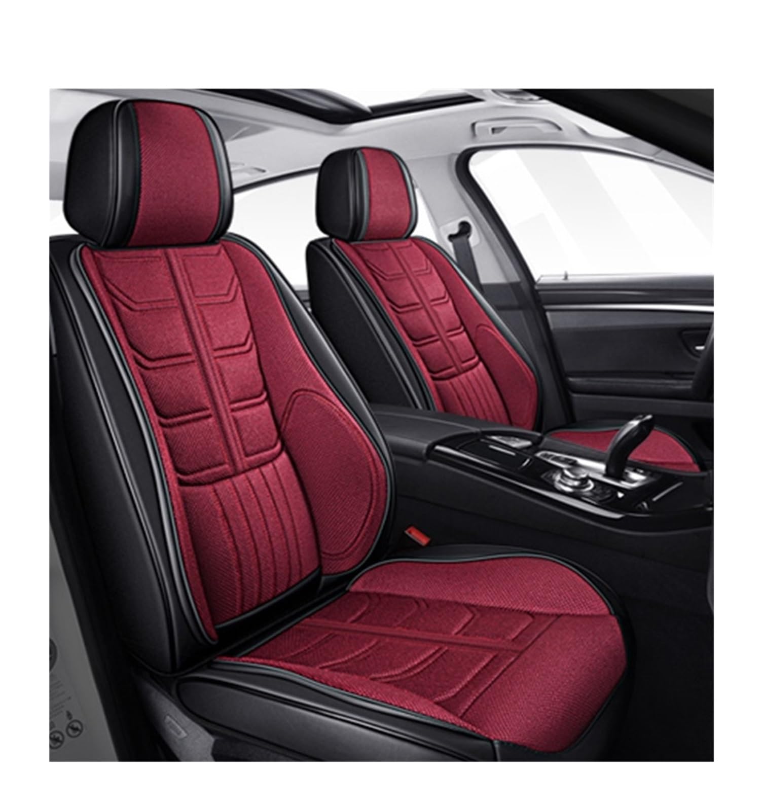 PAKAGVTTB Sitzbezüge Universal-Komplettset Autositzbezüge für MG für ZS für Sonata für Accent für Solaris Leder + Flachs Zubehör Interieur Vordersitzbezüge(Color 1) von PAKAGVTTB