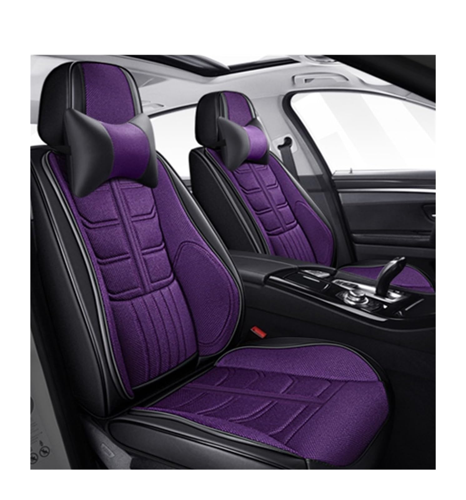 PAKAGVTTB Sitzbezüge Universal-Komplettset Autositzbezüge für MG für ZS für Sonata für Accent für Solaris Leder + Flachs Zubehör Interieur Vordersitzbezüge(Color 11) von PAKAGVTTB