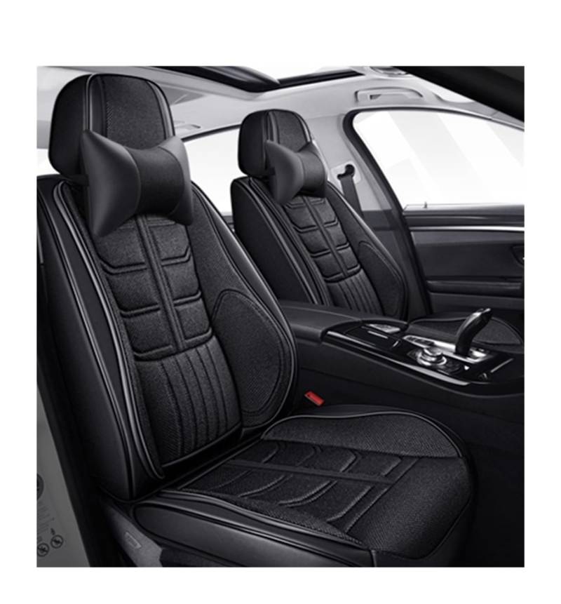 PAKAGVTTB Sitzbezüge Universal-Komplettset Autositzbezüge für MG für ZS für Sonata für Accent für Solaris Leder + Flachs Zubehör Interieur Vordersitzbezüge(Color 12) von PAKAGVTTB