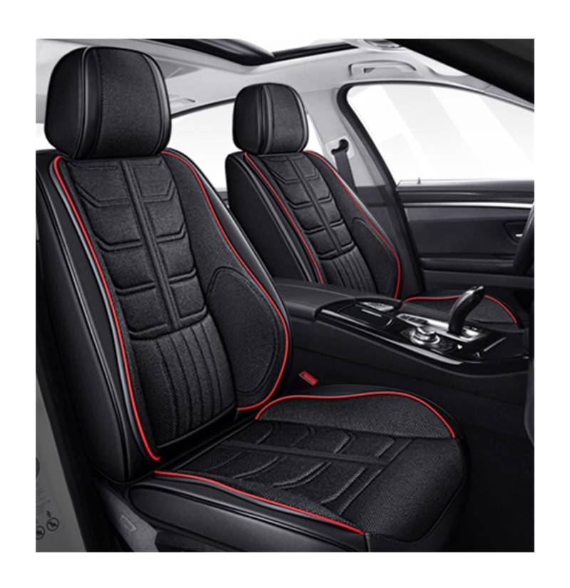 PAKAGVTTB Sitzbezüge Universal-Komplettset Autositzbezüge für MG für ZS für Sonata für Accent für Solaris Leder + Flachs Zubehör Interieur Vordersitzbezüge(Color 2) von PAKAGVTTB