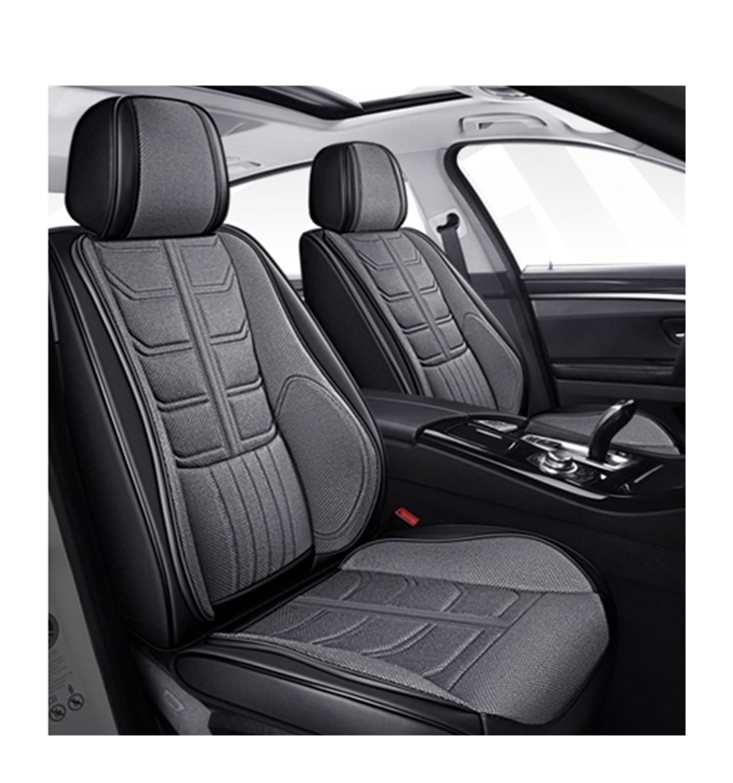 PAKAGVTTB Sitzbezüge Universal-Komplettset Autositzbezüge für MG für ZS für Sonata für Accent für Solaris Leder + Flachs Zubehör Interieur Vordersitzbezüge(Color 3) von PAKAGVTTB