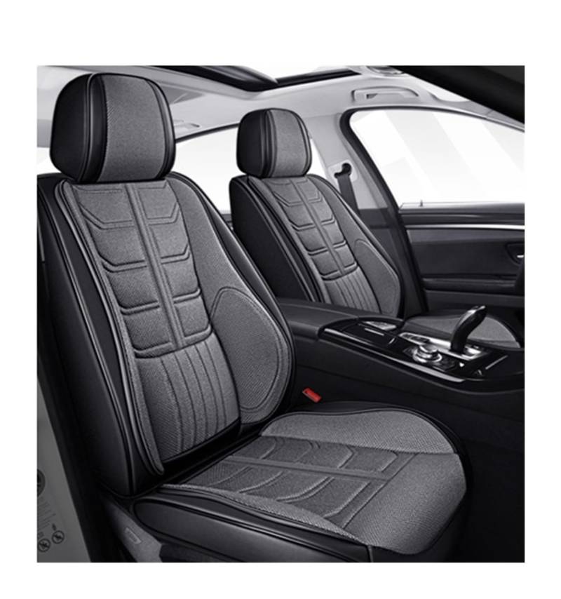 PAKAGVTTB Sitzbezüge Universal-Komplettset Autositzbezüge für MG für ZS für Sonata für Accent für Solaris Leder + Flachs Zubehör Interieur Vordersitzbezüge(Color 3) von PAKAGVTTB