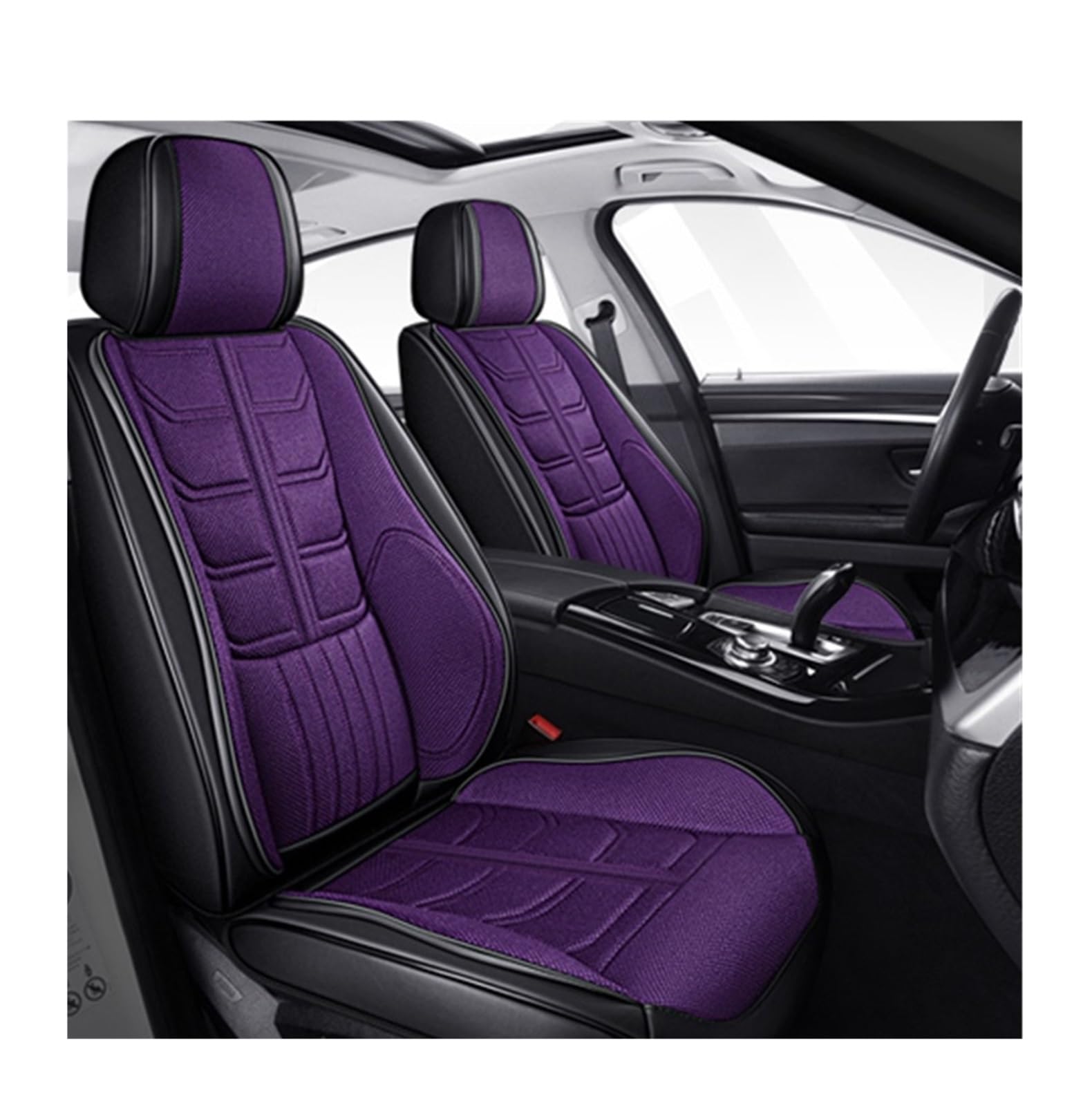 PAKAGVTTB Sitzbezüge Universal-Komplettset Autositzbezüge für MG für ZS für Sonata für Accent für Solaris Leder + Flachs Zubehör Interieur Vordersitzbezüge(Color 5) von PAKAGVTTB