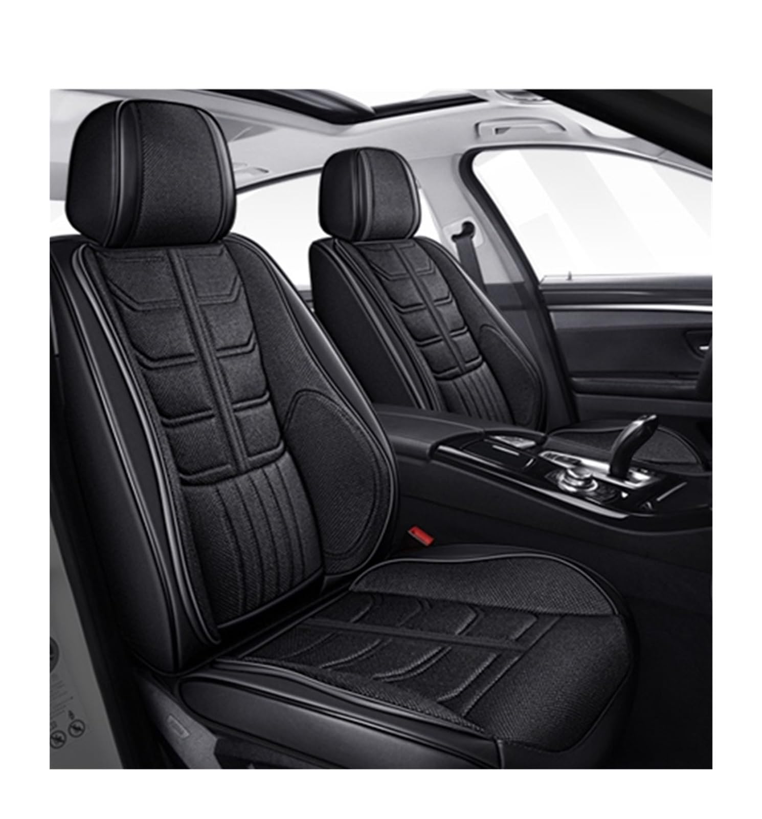 PAKAGVTTB Sitzbezüge Universal-Komplettset Autositzbezüge für MG für ZS für Sonata für Accent für Solaris Leder + Flachs Zubehör Interieur Vordersitzbezüge(Color 6) von PAKAGVTTB