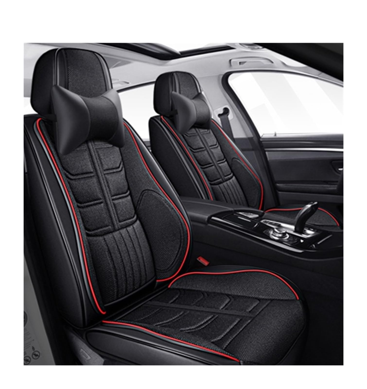 PAKAGVTTB Sitzbezüge Universal-Komplettset Autositzbezüge für MG für ZS für Sonata für Accent für Solaris Leder + Flachs Zubehör Interieur Vordersitzbezüge(Color 7) von PAKAGVTTB