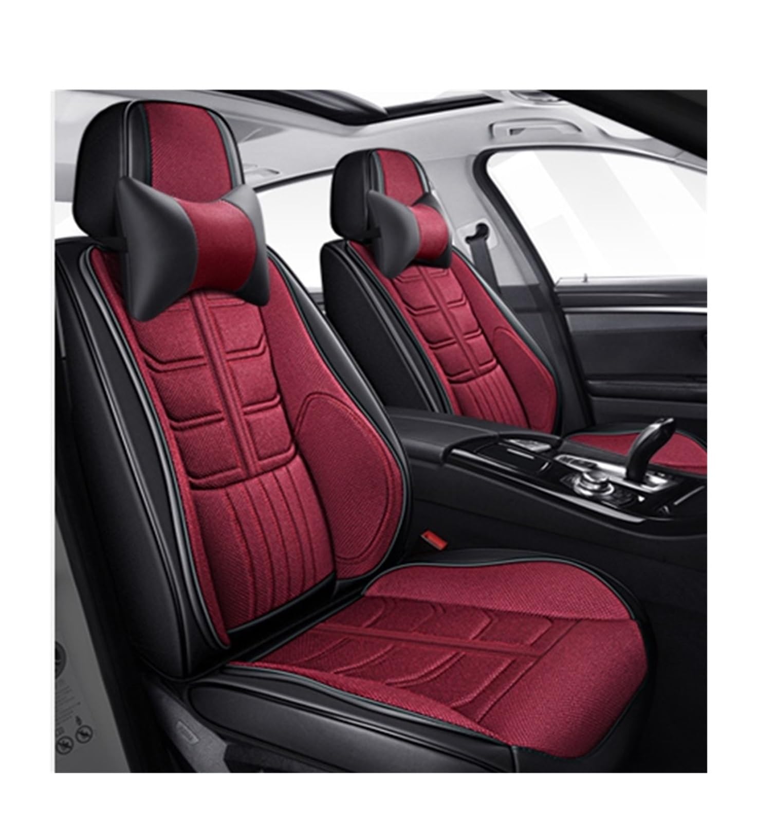 PAKAGVTTB Sitzbezüge Universal-Komplettset Autositzbezüge für MG für ZS für Sonata für Accent für Solaris Leder + Flachs Zubehör Interieur Vordersitzbezüge(Color 8) von PAKAGVTTB