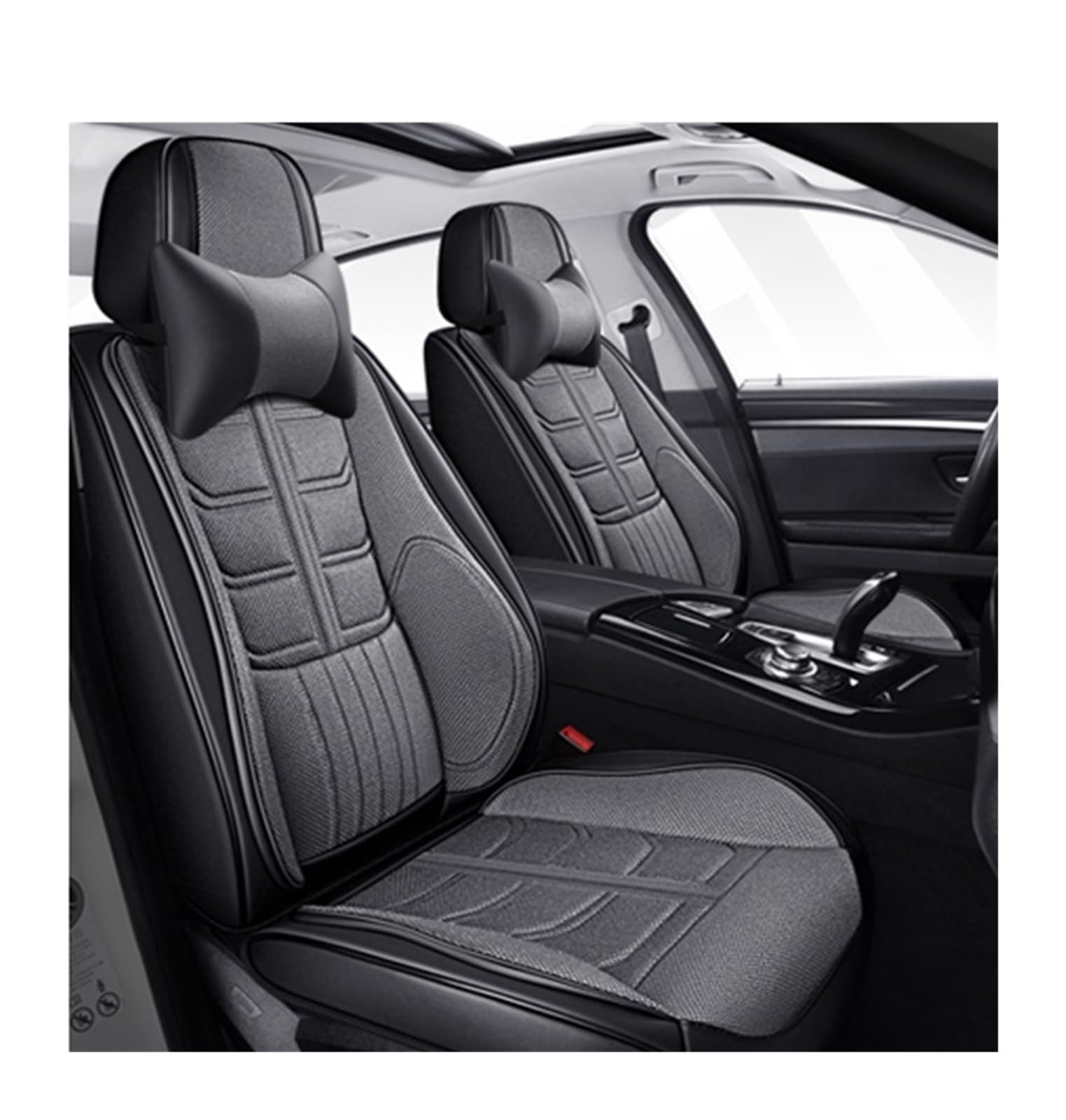 PAKAGVTTB Sitzbezüge Universal-Komplettset Autositzbezüge für MG für ZS für Sonata für Accent für Solaris Leder + Flachs Zubehör Interieur Vordersitzbezüge(Color 9) von PAKAGVTTB
