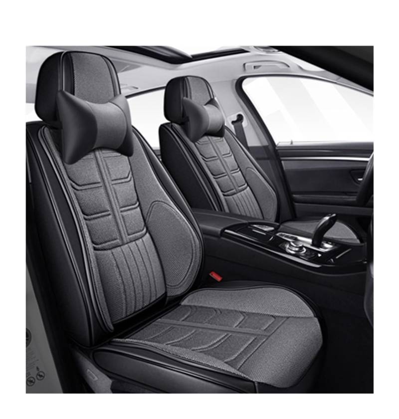 PAKAGVTTB Sitzbezüge Universal-Komplettset Autositzbezüge für MG für ZS für Sonata für Accent für Solaris Leder + Flachs Zubehör Interieur Vordersitzbezüge(Color 9) von PAKAGVTTB