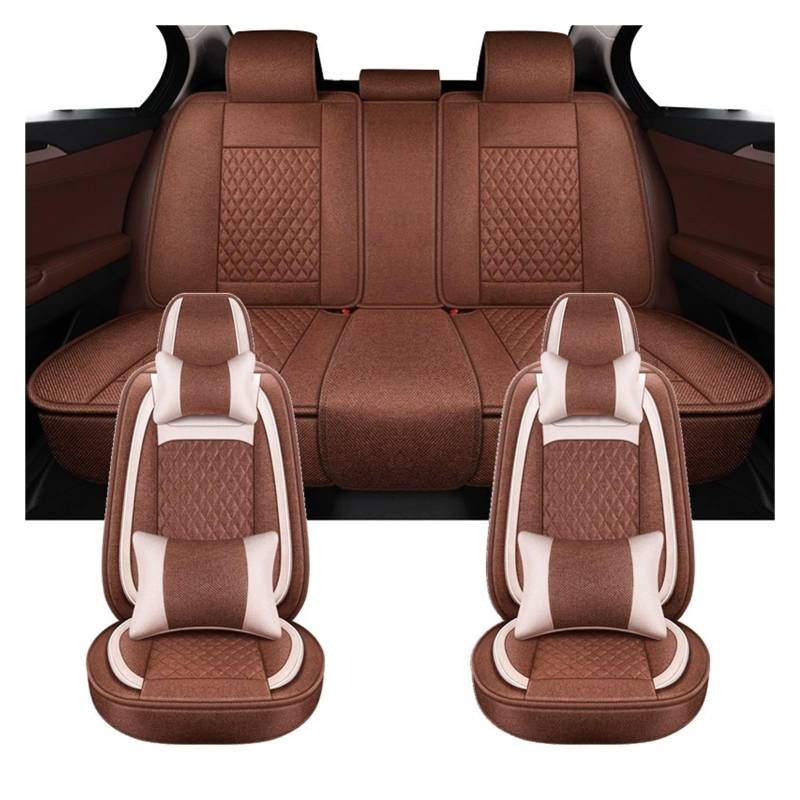 PAKAGVTTB Sitzbezüge Universal-Komplettset Flachs-Autositzbezügen Für Toyota Für Prius 30 Für Yaris Für Raize Geschenke Auto-Innenausstattung Vordersitzbezüge(Coffee) von PAKAGVTTB