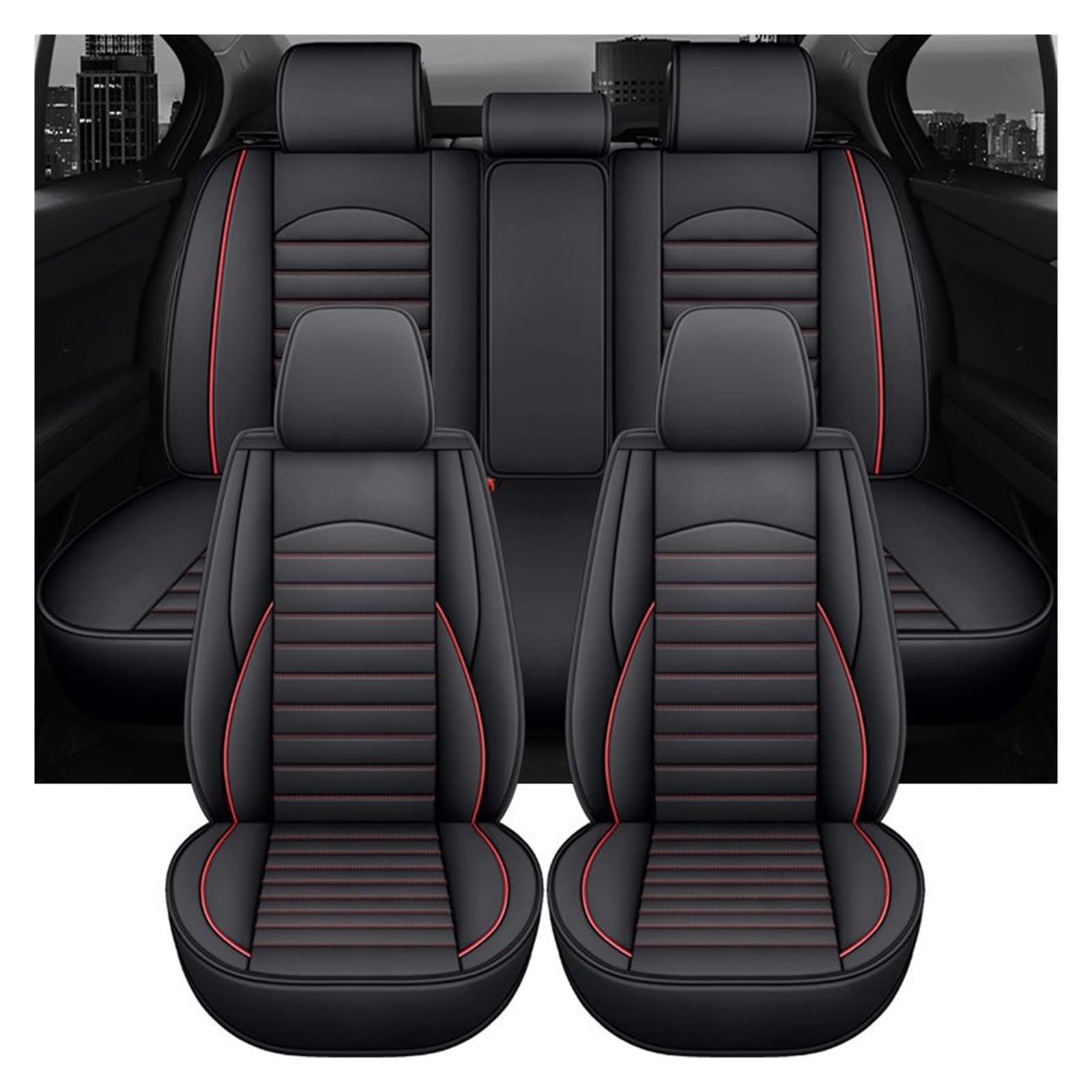 PAKAGVTTB Sitzbezüge Universal Leder Auto Auto Sitzbezüge Für Kia Für Picanto Innen Zubehör Vordersitzbezüge(5 PCS 2) von PAKAGVTTB