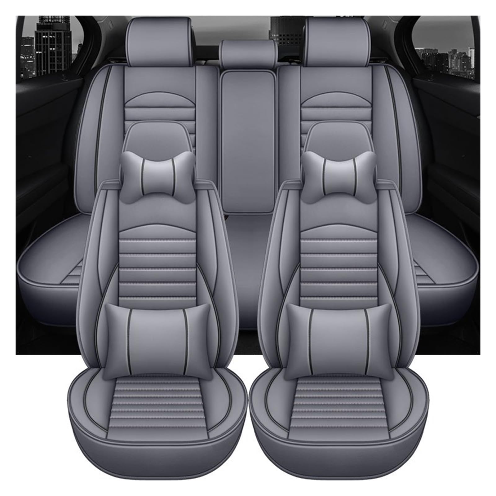 PAKAGVTTB Sitzbezüge Universal Leder Auto Auto Sitzbezüge Für Kia Für Picanto Innen Zubehör Vordersitzbezüge(9 PCS 2) von PAKAGVTTB