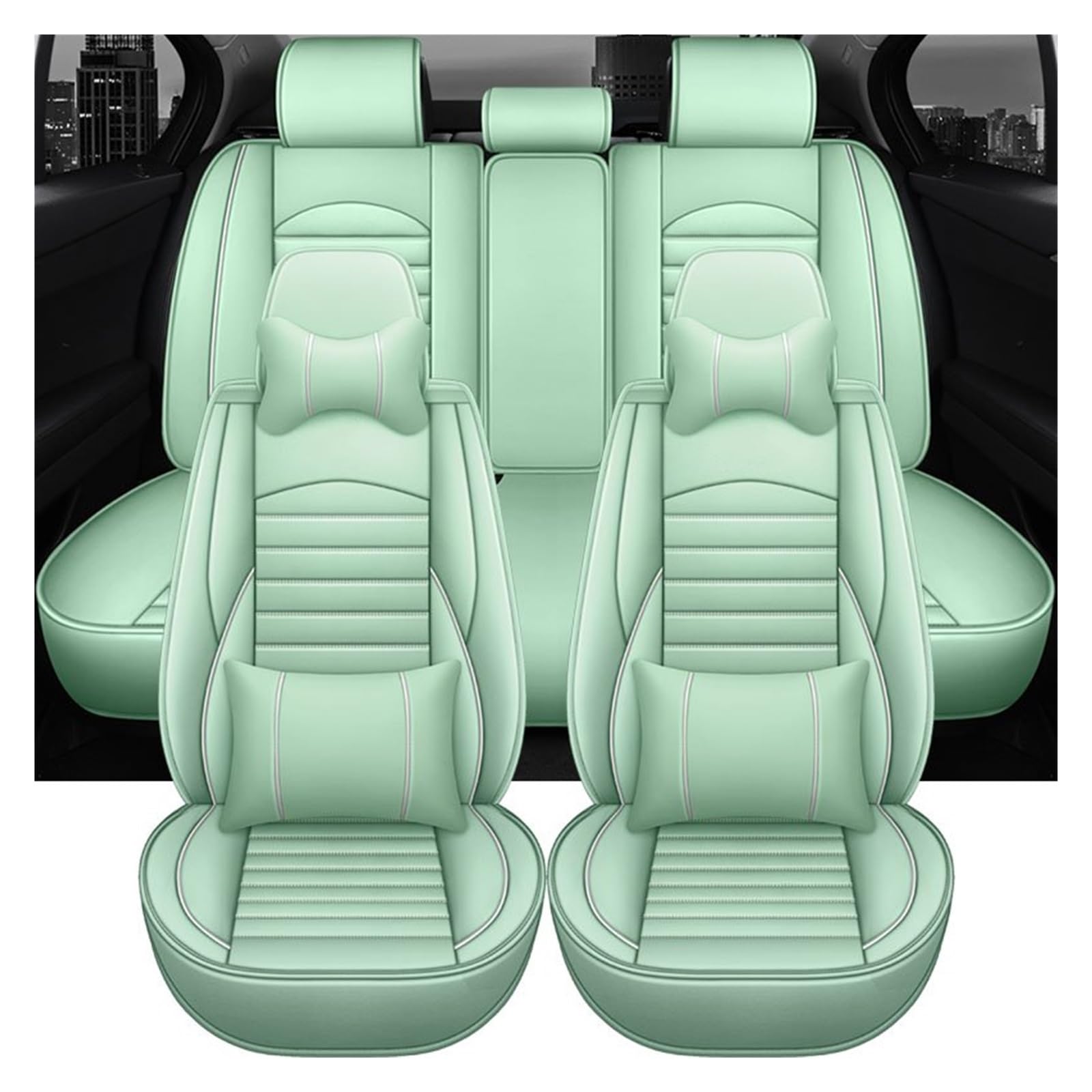 PAKAGVTTB Sitzbezüge Universal Leder Auto Auto Sitzbezüge Für Kia Für Picanto Innen Zubehör Vordersitzbezüge(9 PCS 3) von PAKAGVTTB