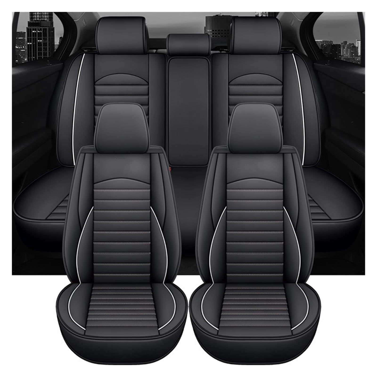 PAKAGVTTB Sitzbezüge Universal Leder Auto Autositzbezüge Für Mazda 6 Gg E53 Innenzubehör Vordersitzbezüge(5 PCS) von PAKAGVTTB