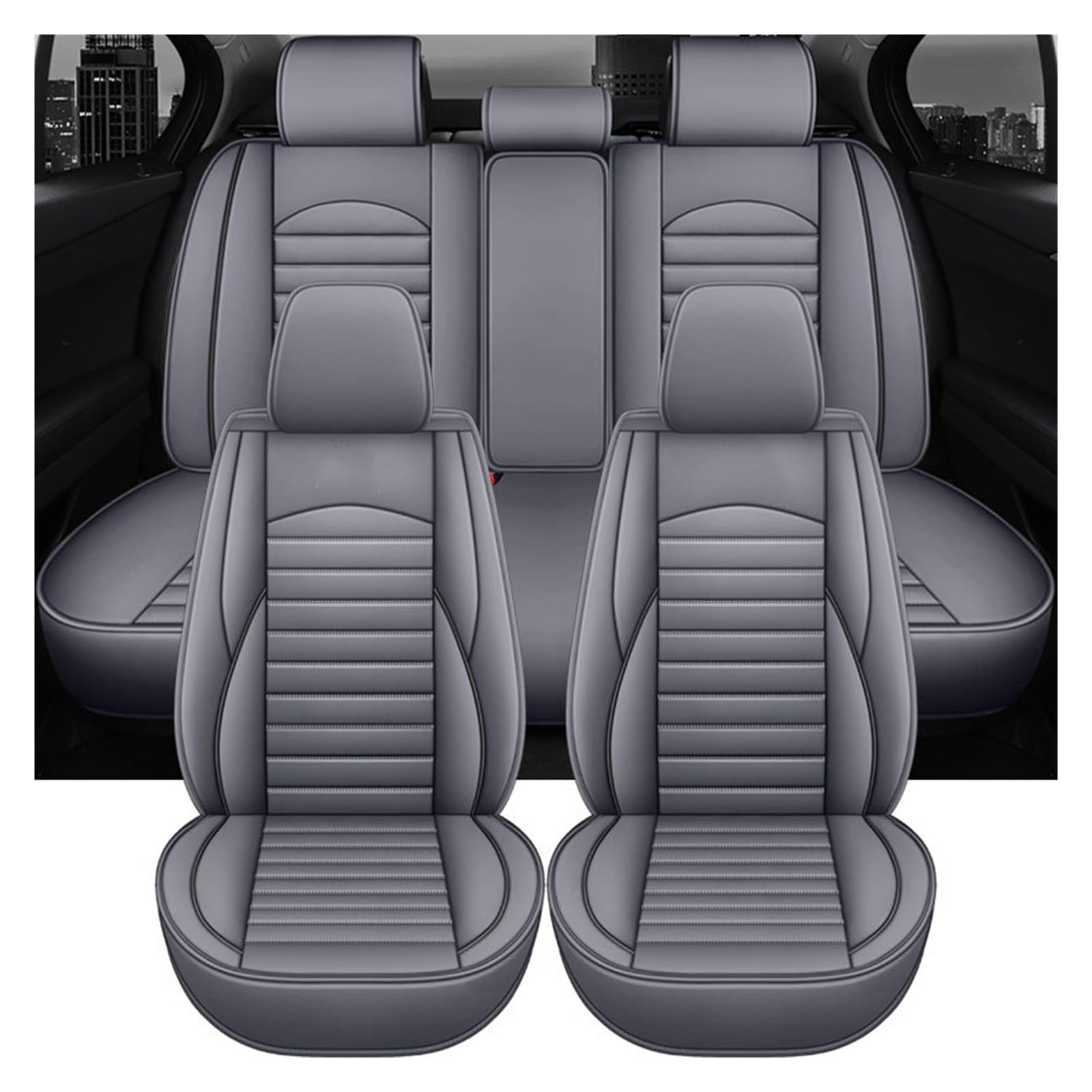 PAKAGVTTB Sitzbezüge Universal Leder Auto Autositzbezüge Für Mazda 6 Gg E53 Innenzubehör Vordersitzbezüge(5 PCS 2) von PAKAGVTTB