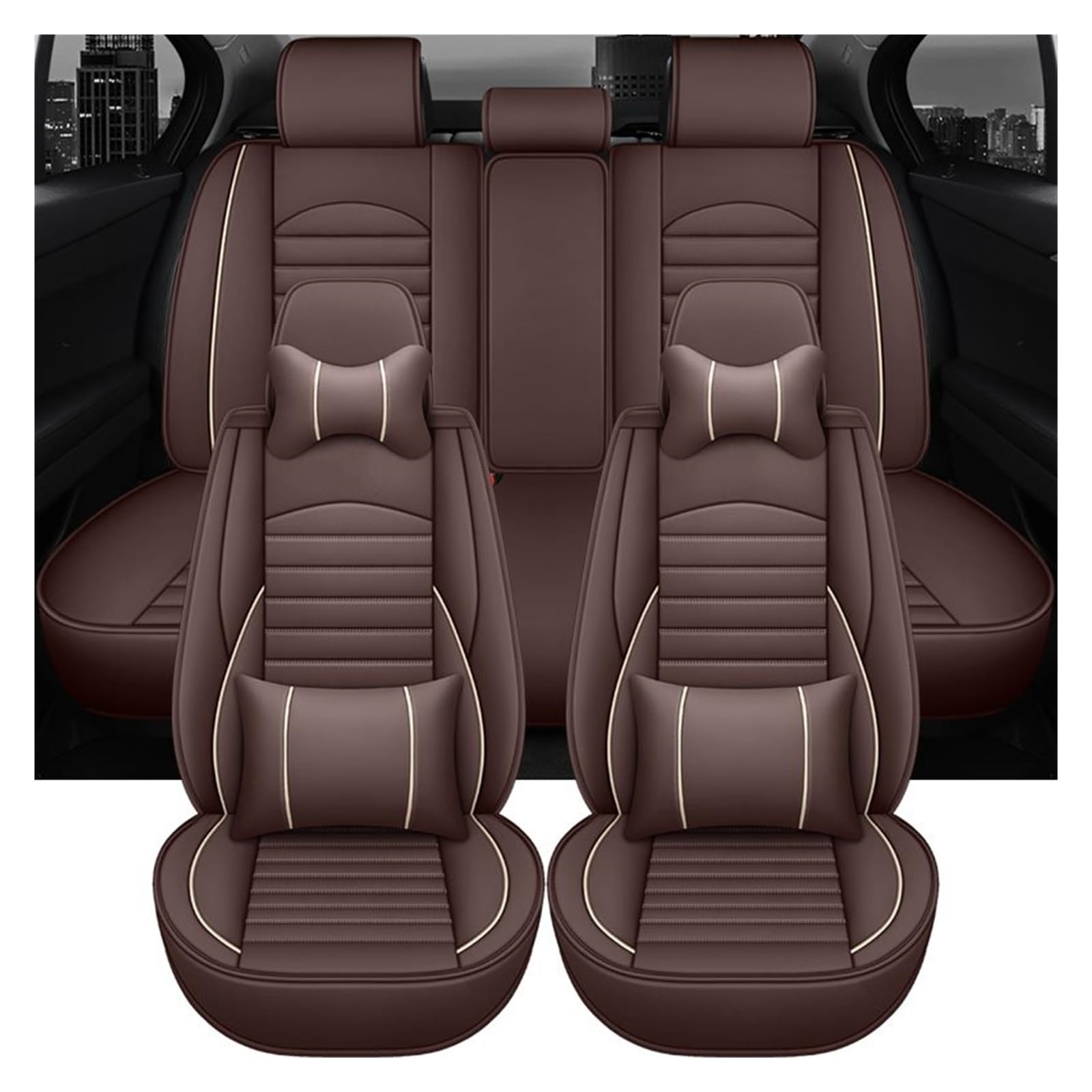 PAKAGVTTB Sitzbezüge Universal Leder Auto Autositzbezüge Für Mazda 6 Gg E53 Innenzubehör Vordersitzbezüge(9 PCS 4) von PAKAGVTTB