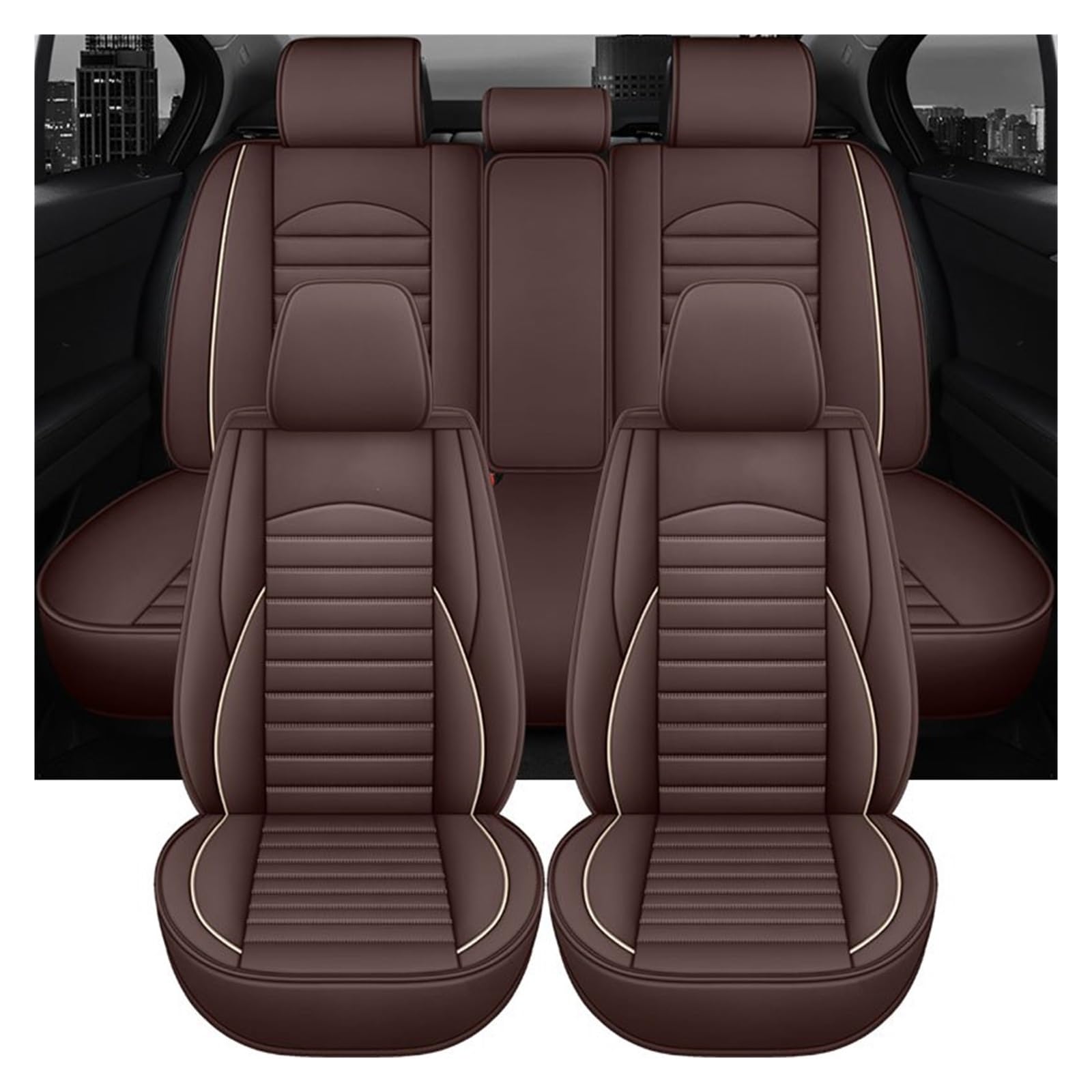 PAKAGVTTB Sitzbezüge Universal Leder Auto Autositzbezüge für Civic Innenraum Zubehör Vordersitzbezüge(5 PCS) von PAKAGVTTB