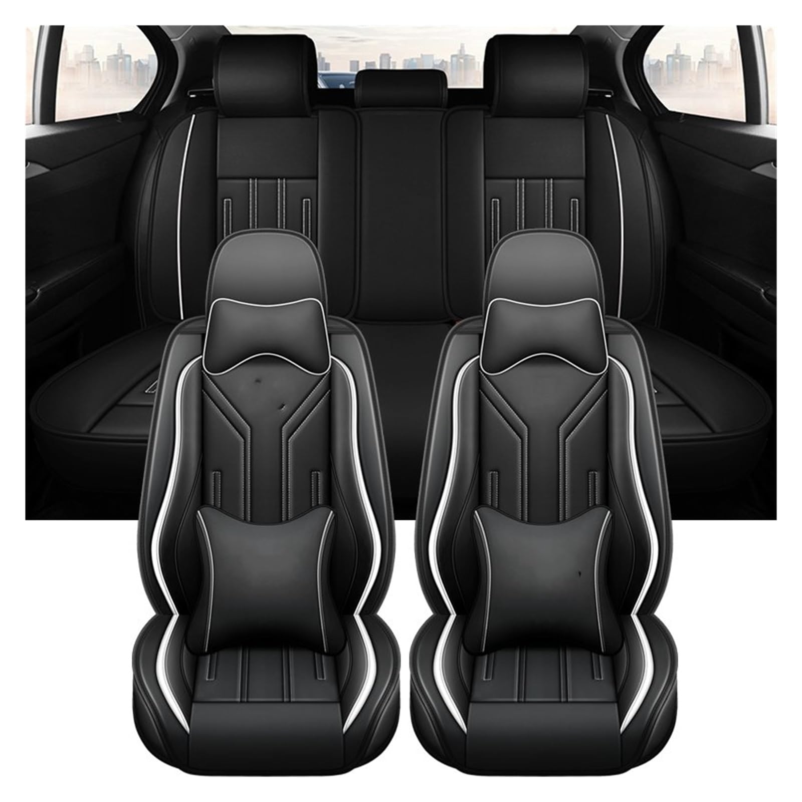 PAKAGVTTB Sitzbezüge Universal Leder Auto Sitzbezüge Für Nissan Für Tiida Für Ibiza Vordersitzbezüge(9 PCS) von PAKAGVTTB