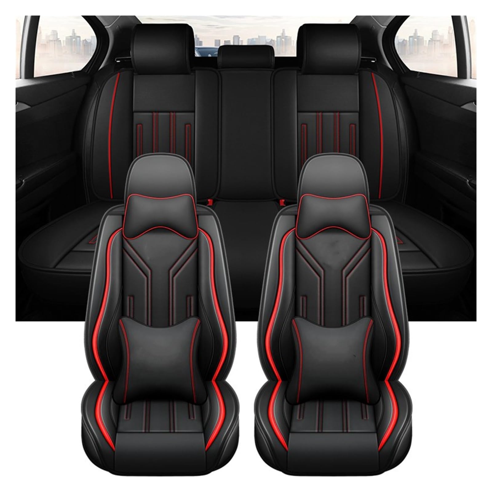 PAKAGVTTB Sitzbezüge Universal Leder Auto Sitzbezüge Für Nissan Für Tiida Für Ibiza Vordersitzbezüge(9 PCS 2) von PAKAGVTTB
