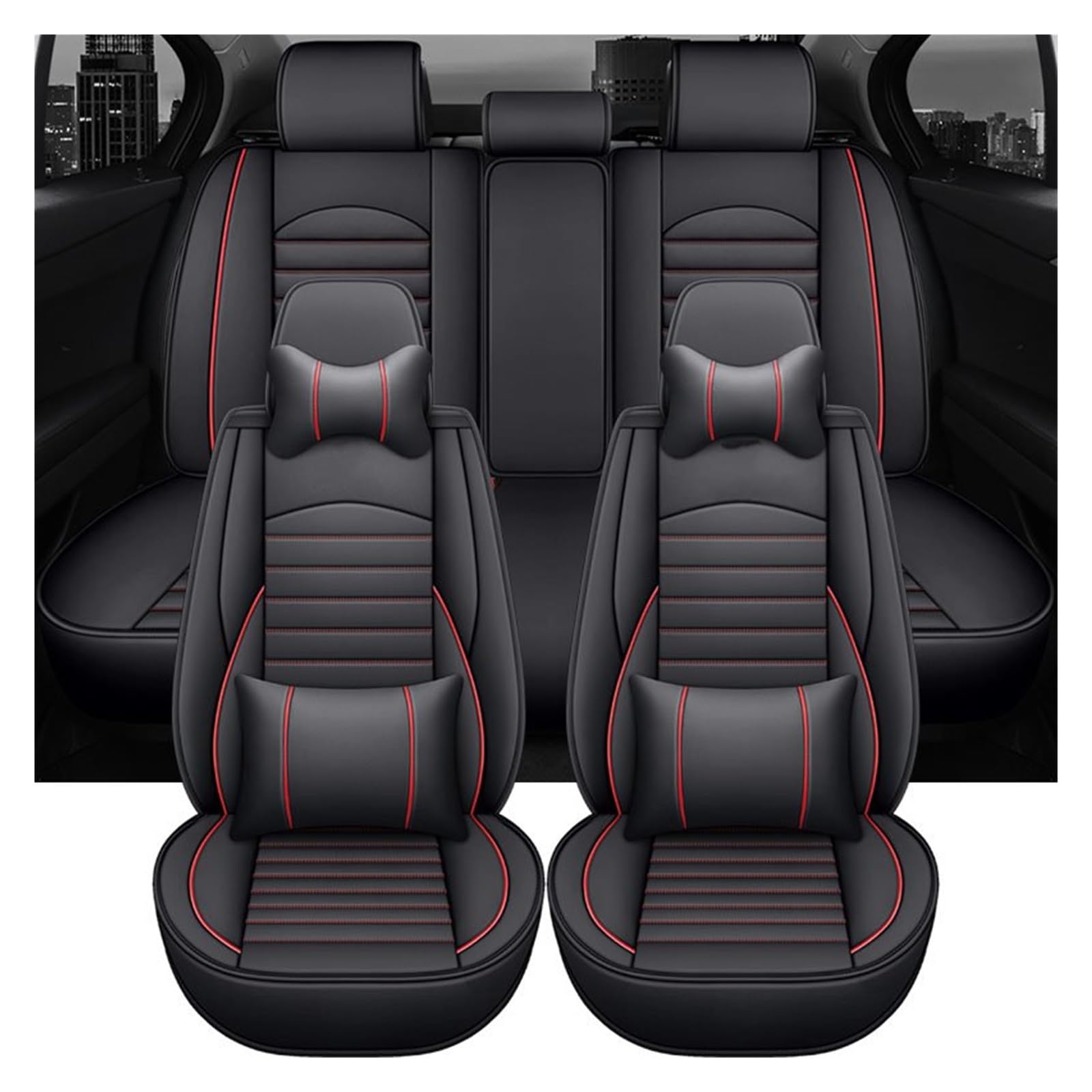 PAKAGVTTB Sitzbezüge Universal Leder Auto Sitzbezüge Für Vw Für Golf 8 Auto Innen Zubehör Vordersitzbezüge(9 PCS 1) von PAKAGVTTB