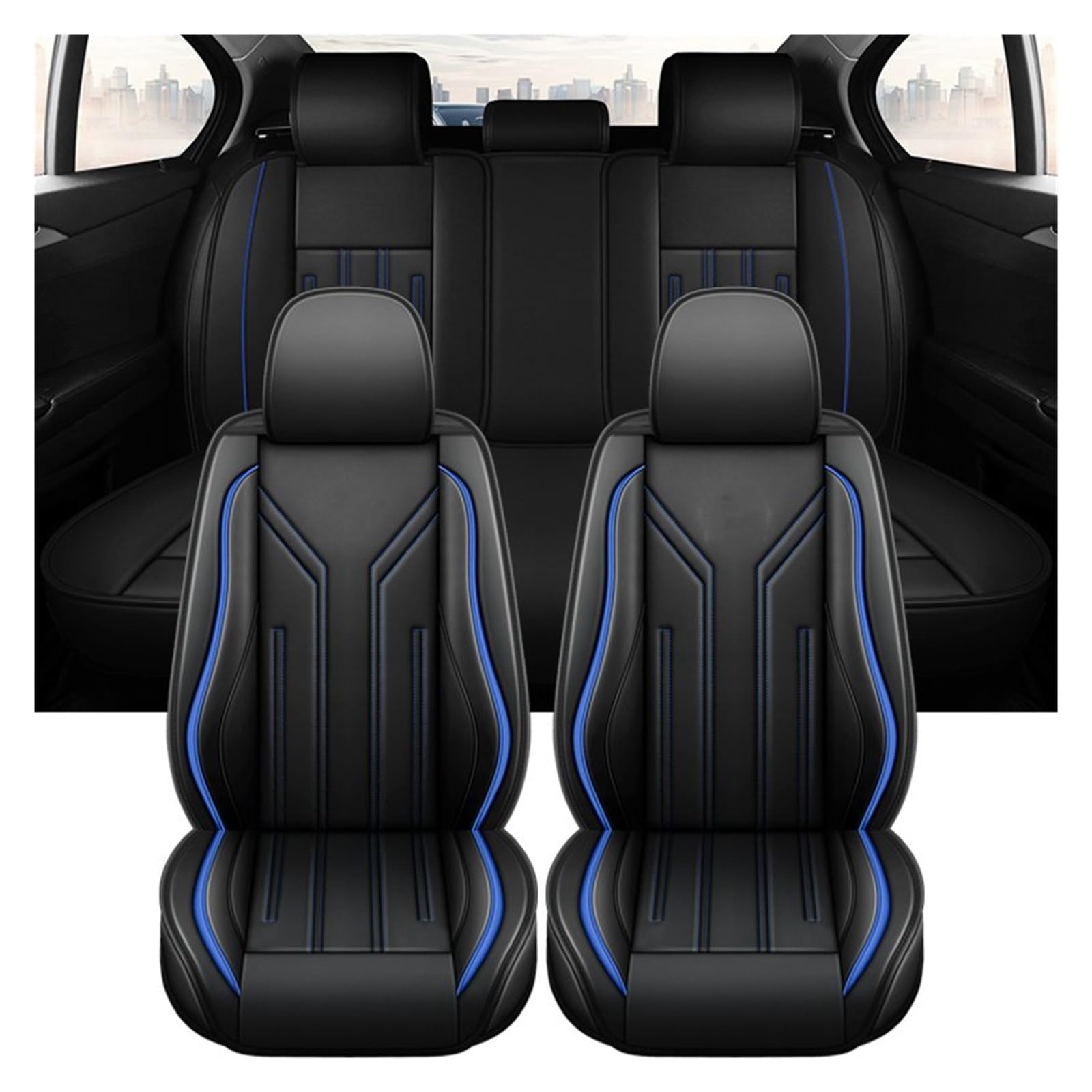 PAKAGVTTB Sitzbezüge Universal Leder Autositzbezüge für Vw für Golf 6 Vordersitzbezüge(5 PCS) von PAKAGVTTB