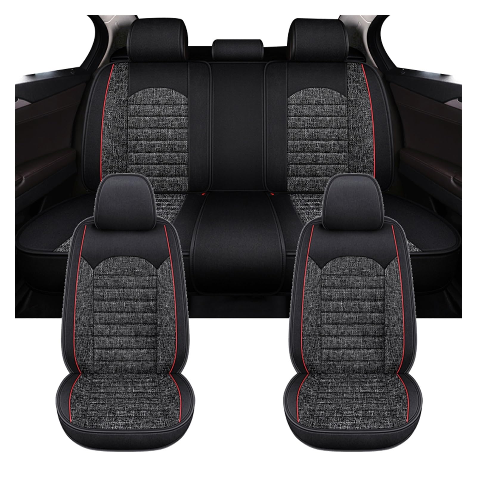 PAKAGVTTB Sitzbezüge Universelle Autositzbezüge für Skoda für Superb 3 für Yeti für Rapid, atmungsaktive Geschenke, Auto-Innenausstattung Vordersitzbezüge(Full SetBlack) von PAKAGVTTB