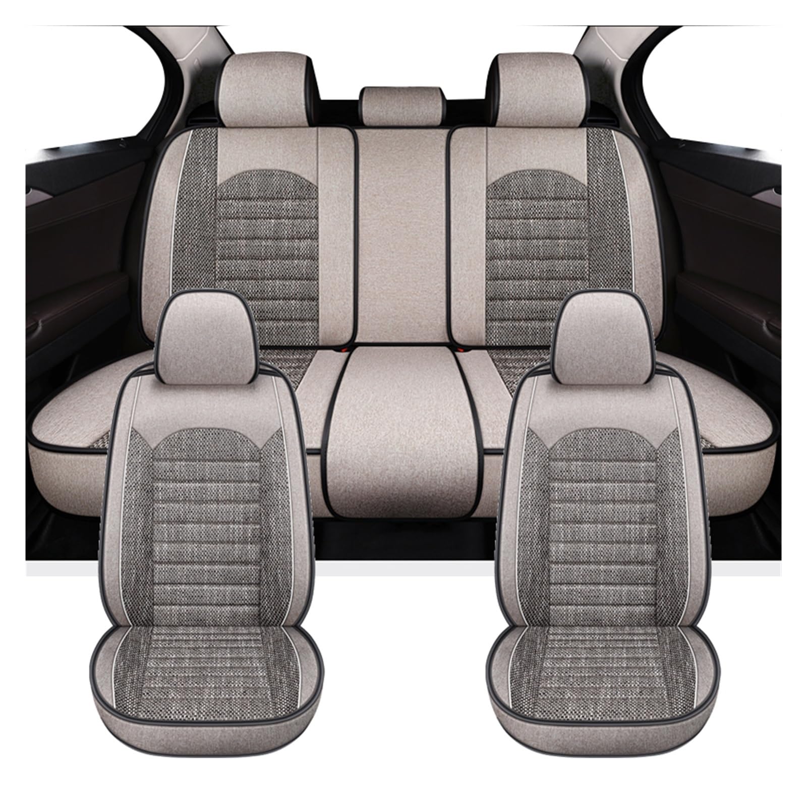 PAKAGVTTB Sitzbezüge Universelle Autositzbezüge für VW für Polo für Bora für Jetta für Passat B5 B6 B7 B8 Auto-Innenausstattung Vordersitzbezüge(Full Set-Beige) von PAKAGVTTB