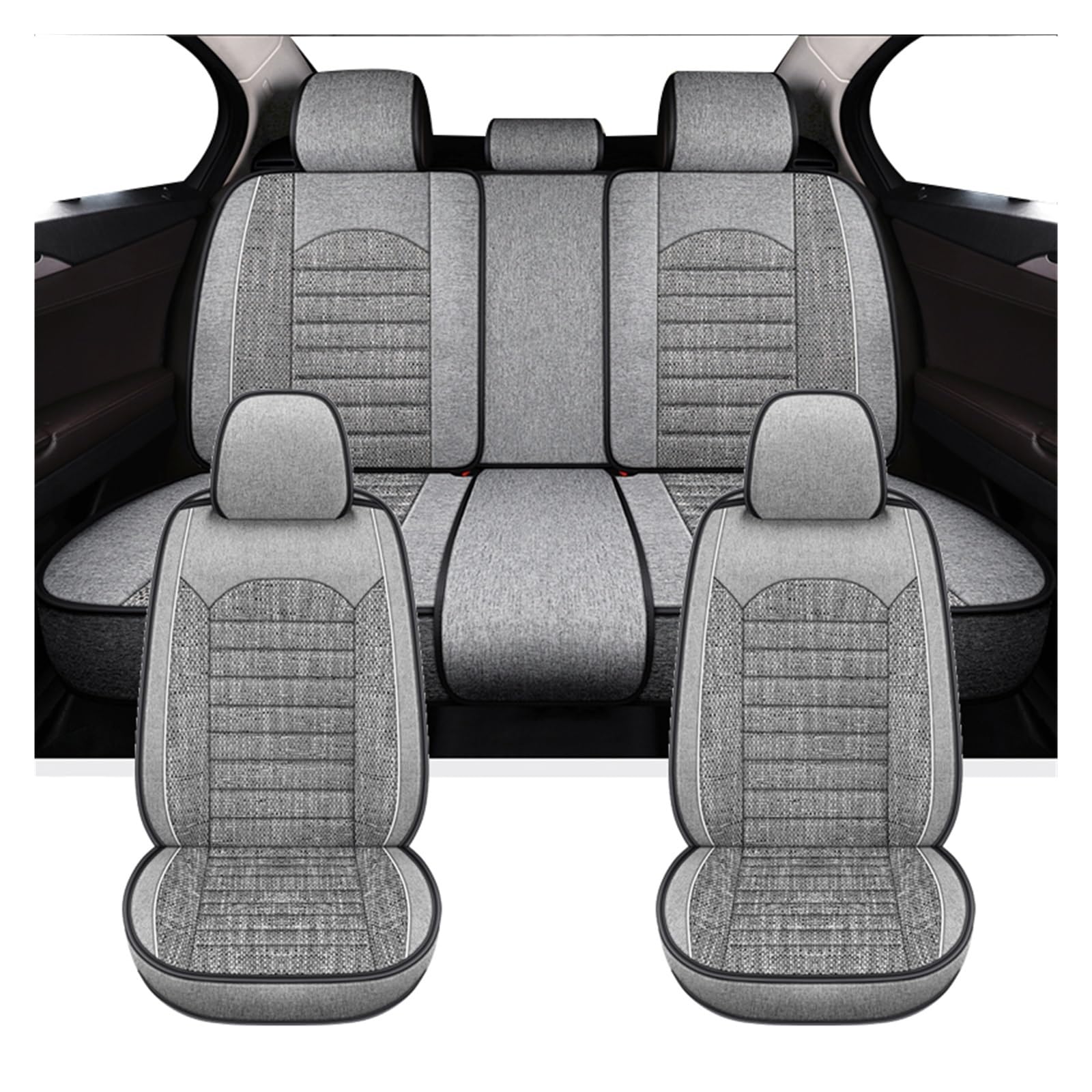 PAKAGVTTB Sitzbezüge Universelle Autositzbezüge für VW für Polo für Bora für Jetta für Passat B5 B6 B7 B8 Auto-Innenausstattung Vordersitzbezüge(Full Set-Grey) von PAKAGVTTB