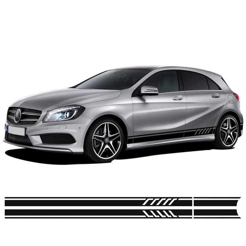 Auto Seitenstreifen Seitenaufkleber Aufkleber Grafiken,Für Mercedes Benz Classe A W176 W177 A45 A180 A200 A220 A250 X117 AMG Auto Styling Seitenaufkleber Seitenschweller Streifen.,A-Black von PAKJEL