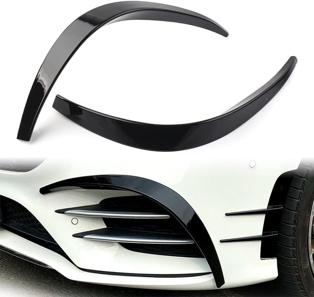 Front Stoßstange Splitter Canard Diffusor Fin Wertigkeit Spoiler Body Kit für Mercedes Benz W177 A-Class A260 A35 AMG Auto Zubehör Frontspoiler.,B-Glossy Black von PAKJEL