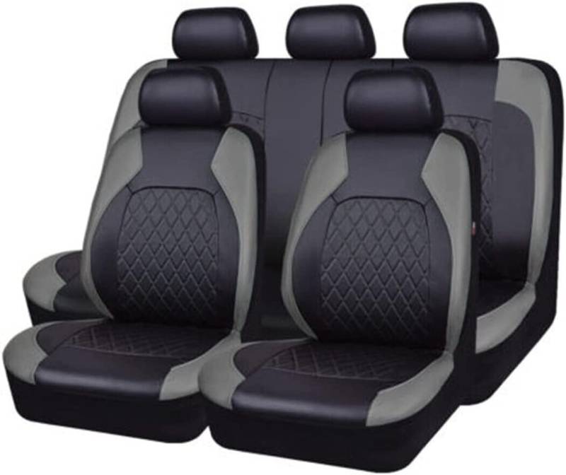 PAKJEL 9 PCS Auto Sitzbezügesets für Volvo XC60 Hybrid 2018 2019 2020 2021 2022 2023 Sitzschoner Auto,Wasserdicht Leder Auto Schonbezug Set Autozubehör.,C-Grey von PAKJEL