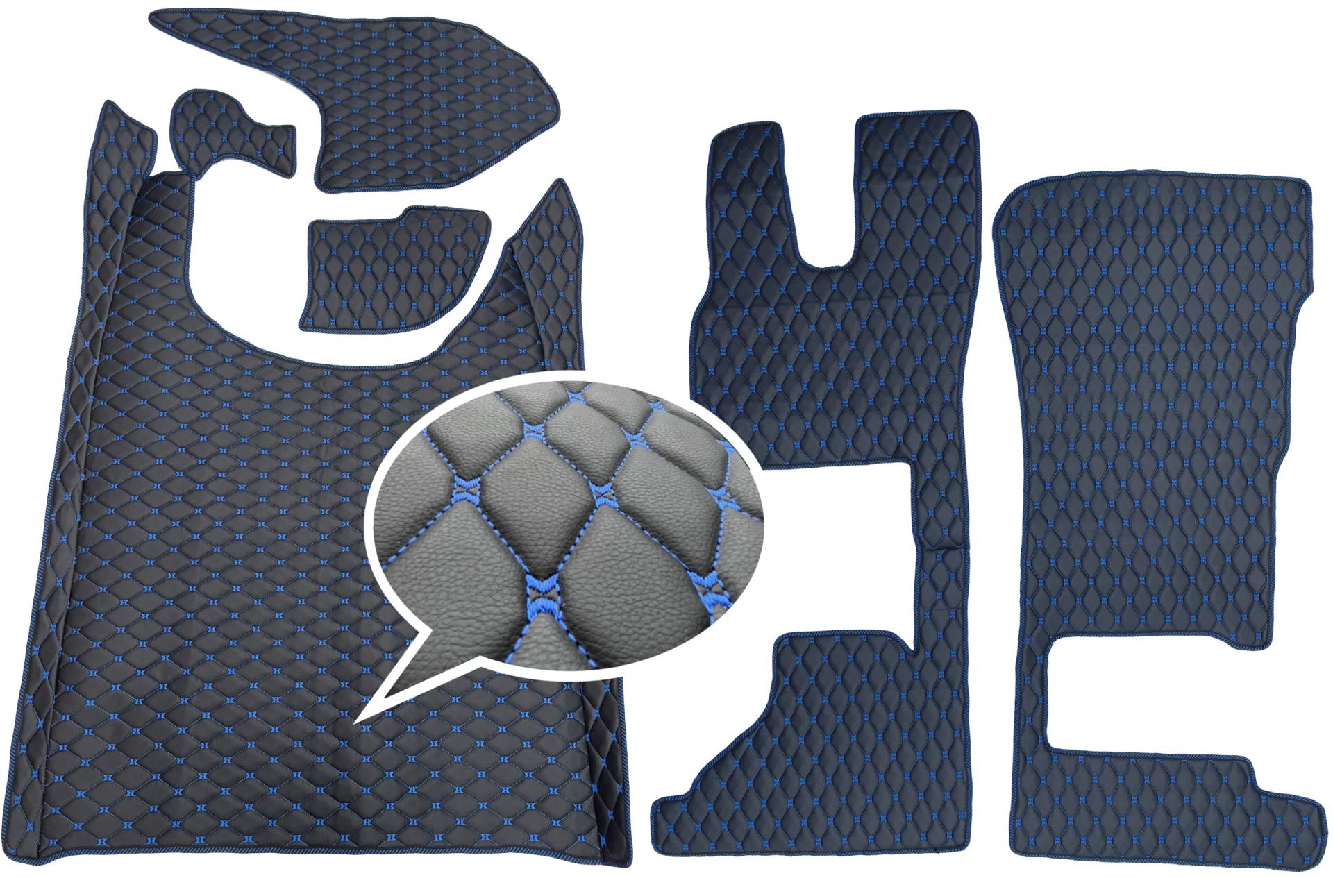Fußmatten, Automatten LKW DAF XG, XG+ Nicht gefederter Beifahrersitz (Schwarz-Blau) von PAKRO.PL