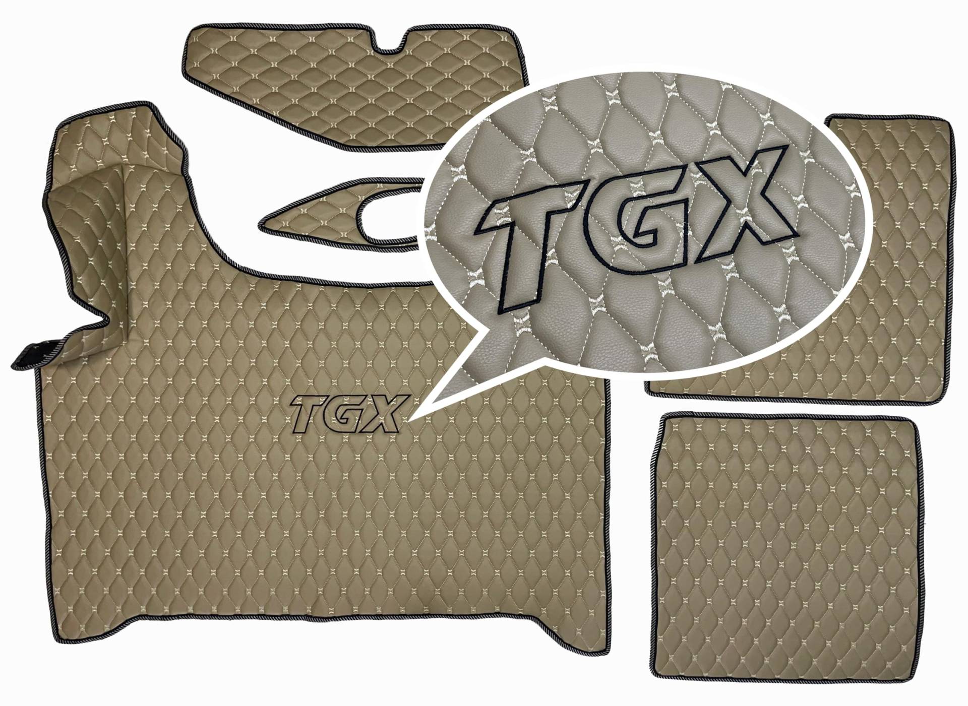 Fußmatten, Automatten LKW Man TGX Automatikgetriebe 2020+ Logo Stickerei TGX (Beige) von PAKRO.PL