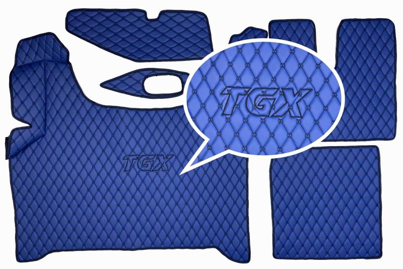 Fußmatten, Automatten LKW Man TGX Automatikgetriebe 2020+ Logo Stickerei TGX (Blau-Schwarz) von PAKRO.PL