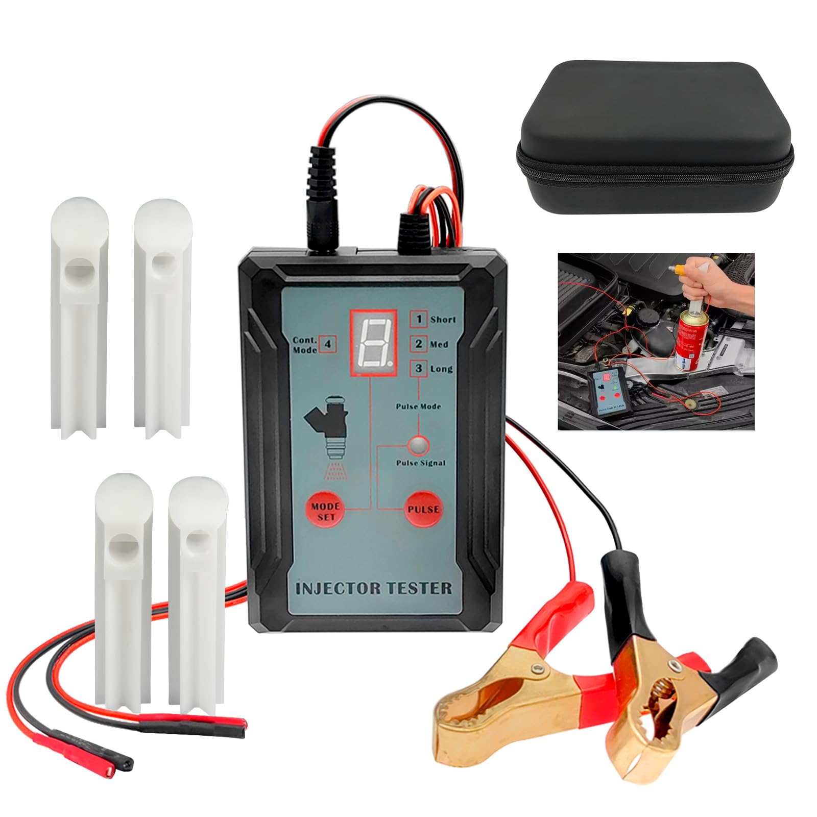 PARAOUTIL 12V Kraftstoffeinspritzdüsen-Tester und -Reiniger, Injector Professioneller -Kraftstoffinjektor-Tester Kraftstoffsystem mit 8 Impuls-Modi Kraftstoff Injektor Tester mit 4 Injektor Adapter PARAOUTIL 12V Kraftstoffeinspritzdüsen-Tester und -Reiniger, Injector Professioneller -Kraftstoffinjektor-Tester Kraftstoffsystem mit 8 Impuls-Modi Kraftstoff Injektor Tester mit 4 Injektor Adapter von PARAOUTIL