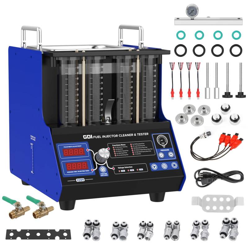 PARAOUTIL Kfz-Ultraschall-Injektor-Reiniger & Tester 110V / 220V, V209 Auto-Kraftstoffeinspritz-Reinigungstestmaschine mit 10 Funktionen，Automatisches Reinigen und Prüfen für Auto-Motorrad von PARAOUTIL