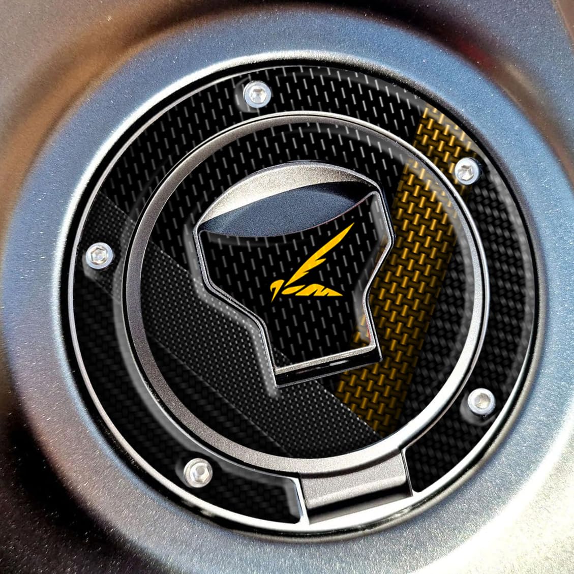 Aufkleber aus Kunstharz, Tankdeckel, 3D-Effekt, kompatibel mit Honda Hornet CB750 2023 (Mat Goldfinch Yellow) von PARASERBATOIO.IT