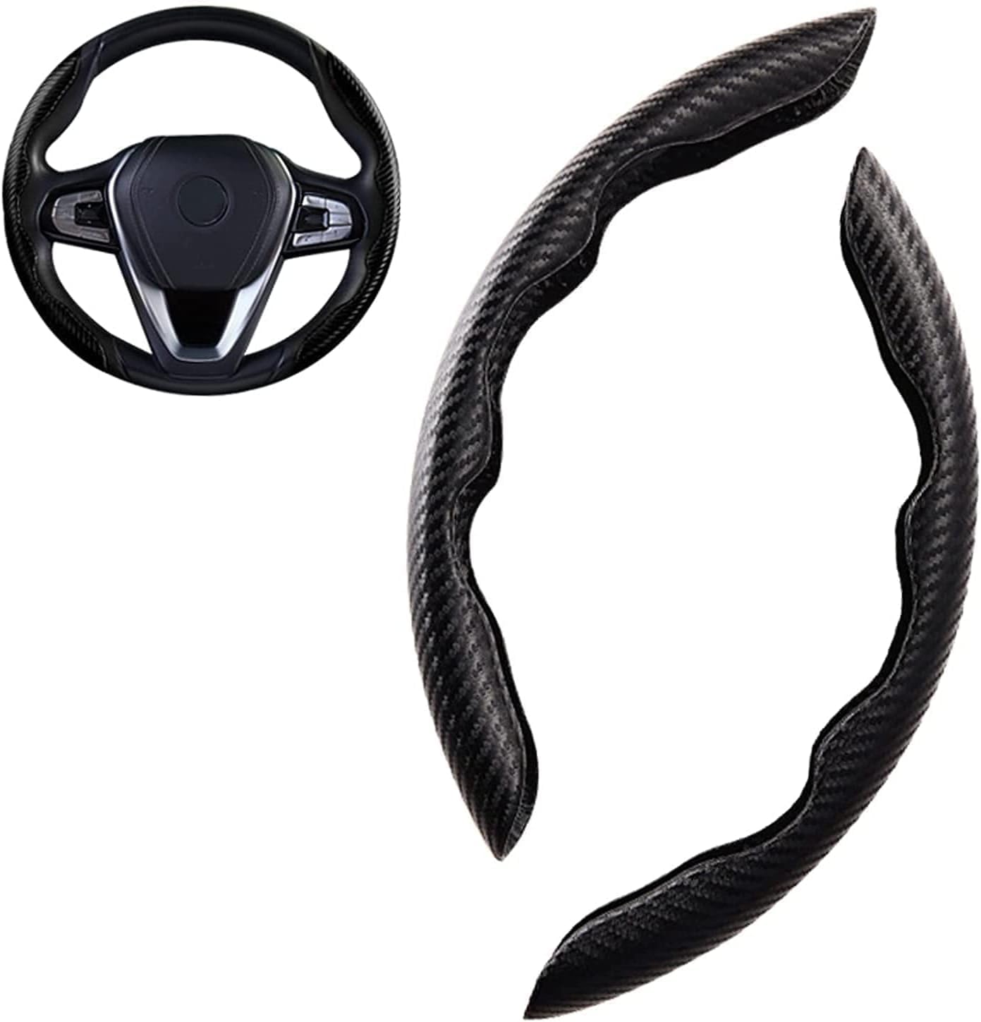 2 Stück Auto Lenkradbezug für Land Rover Defender Discovery Sport Discovery Range Rove,Kohlefaser Segmentierter Lenkrad Wrap Auto Innenraum Accessoires,A-Black 2 Stück Auto Lenkradbezug für Land Rover Defender Discovery Sport Discovery Range Rove,Kohlefaser Segmentierter Lenkrad Wrap Auto Innenraum Accessoires,A-Black von PAREKS
