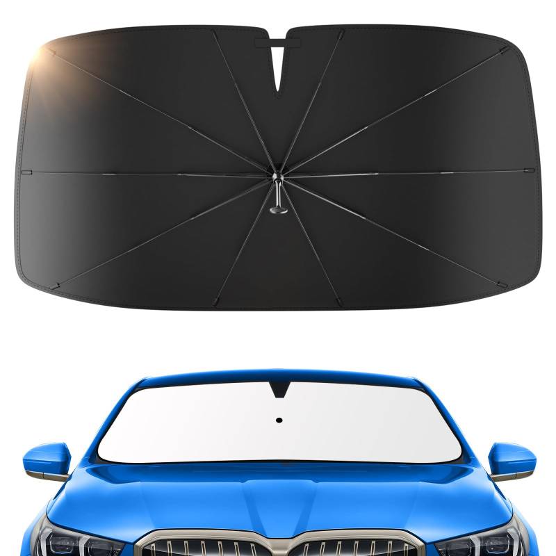 Auto Sonnenschutz Frontscheibe – 2025 Upgrade 360° Drehbar, Faltbar, UPF 50+ UV-Schutz & Wärmeisolierung, Einfach zu Lagern, Passend für die meisten Autos & SUVs von PARPAT