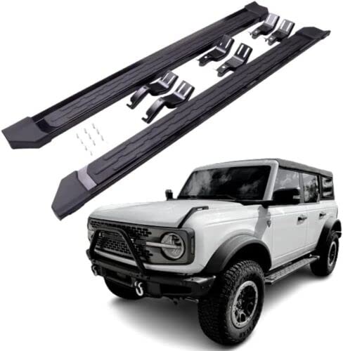 PARQUS 2 Stück feste Trittbrett-Seitenstufenpedal, Nerf-Stange, schwarz, passend für Ford Bronco 4Door 2021 2022 2023 von PARQUS