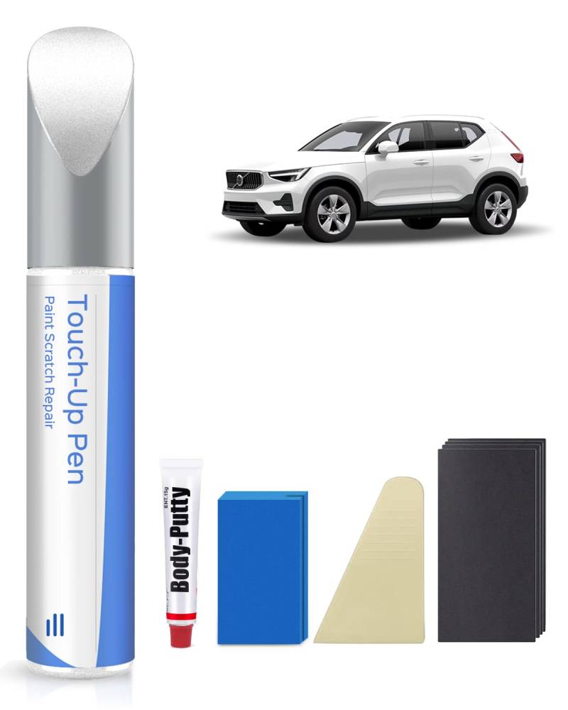 614 Ice White Metallic Nachbesserungslack Kit Kompatibel mit Volvo XC40 Exakte Übereinstimmung für Chips und Kratzer von PARTS4EV