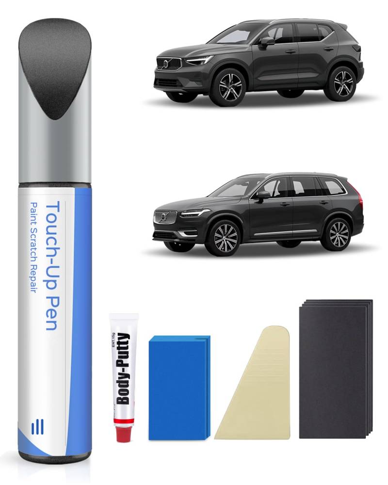 PARTS4EV 728 Thunder Grey Metallic Nachbesserungslack Kit Kompatibel mit Volvo C40/S60/S90/V60/V90/XC40/XC60/XC90 Exakte Übereinstimmung für Chips und Kratzer von PARTS4EV