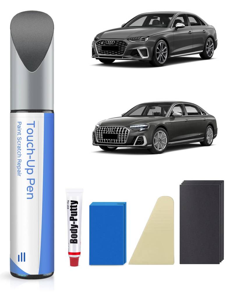 PARTS4EV LX7R/0C Monsun Grau Metallic Ausbesserungsfarbe Kit– Exakte Übereinstimmung für Audi – Ausbesserung von Kratzern und Abplatzungen von PARTS4EV
