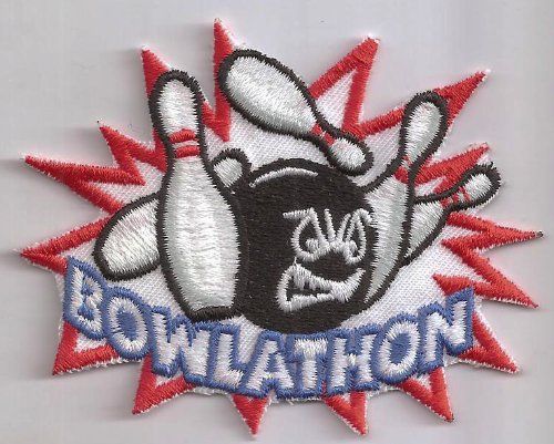 BOWLATHON Bowling Aufnäher gestickt zum aufnähen, Kegel Patch Abzeichen für Kegelprofi Bügelbild Applikation für Weste/Jacke/Schuhe, 90x70mm von PATCH KING