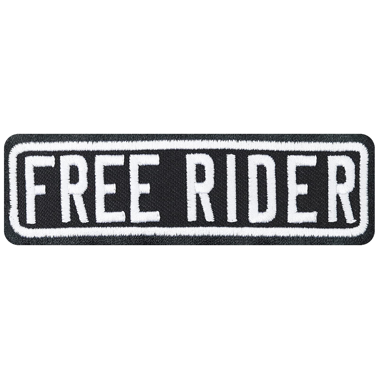 Biker Aufnäher: Free Rider Rank Patch Motorradclub - Rang Abzeichen MC Club Aufbügler - Geschenk Motorradfahrer Sticker zum aufnähen Lederjacke/Boots/Koffer - schwarz - 100x30mm Biker Aufnäher: Free Rider Rank Patch Motorradclub - Rang Abzeichen MC Club Aufbügler - Geschenk Motorradfahrer Sticker zum aufnähen Lederjacke/Boots/Koffer - schwarz - 100x30mm von Patch
