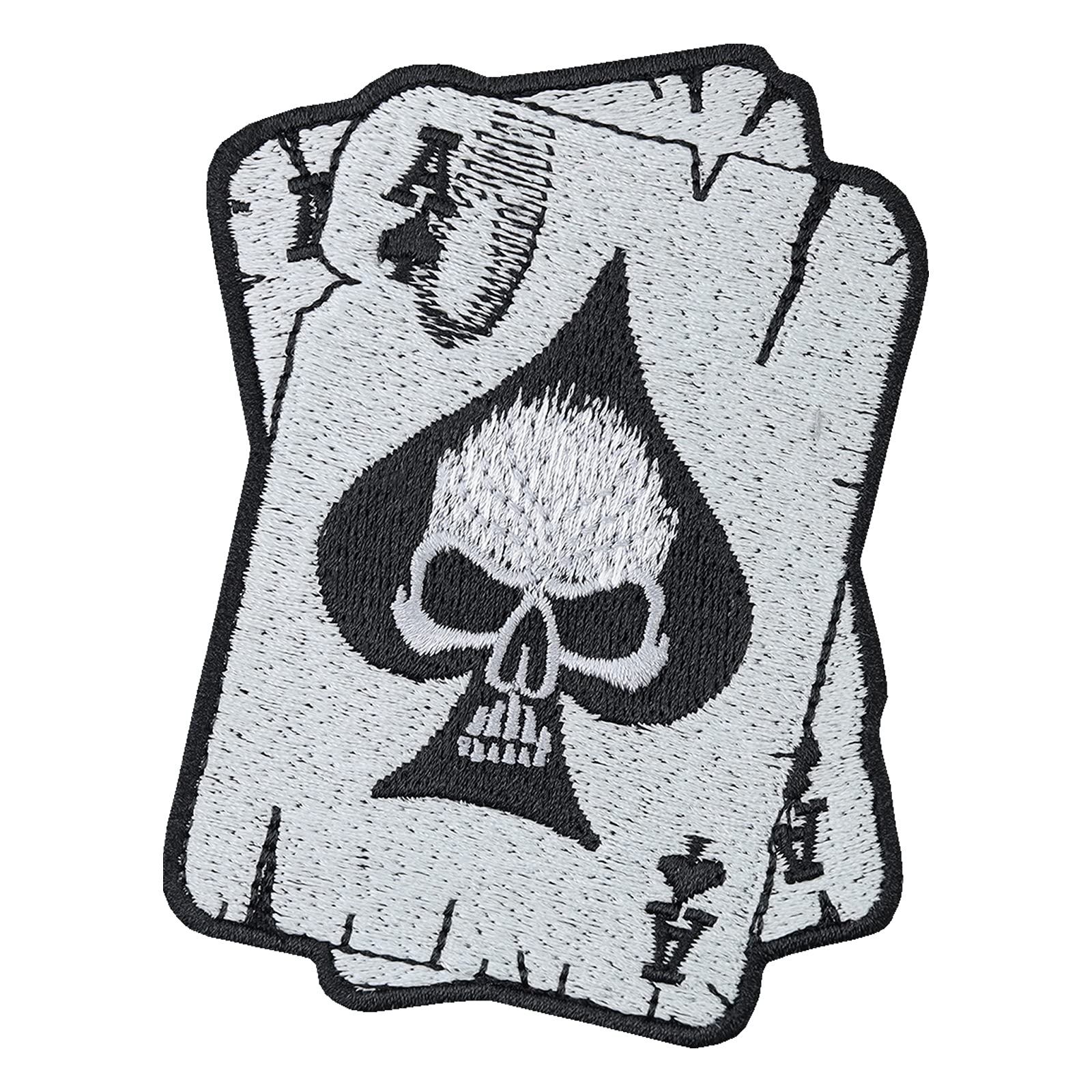 Biker Patch: Pokerkarten - Heavy Metal Aufnäher Totenkopf Bestickt - Rocker Geschenk - 2 Aces Aufbügler Motorrad Applikation für Shirt/Jacke/Weste/Kutten - 90x70mm von PATCH KING