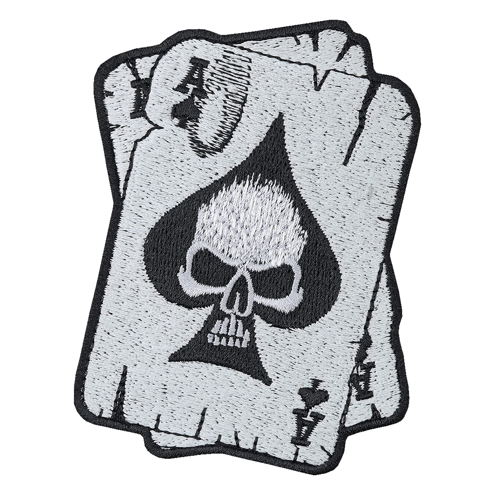 Biker Patch: Pokerkarten - Heavy Metal Aufnäher Totenkopf Bestickt - Rocker Geschenk - 2 Aces Aufbügler Motorrad Applikation für Shirt/Jacke/Weste/Kutten - 90x70mm Biker Patch: Pokerkarten - Heavy Metal Aufnäher Totenkopf Bestickt - Rocker Geschenk - 2 Aces Aufbügler Motorrad Applikation für Shirt/Jacke/Weste/Kutten - 90x70mm von PATCH KING