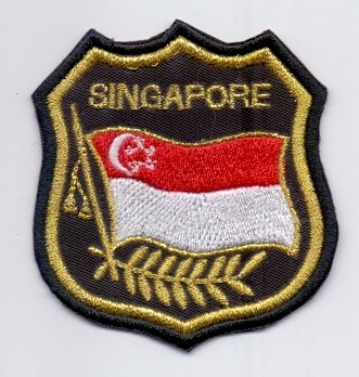 Applikation Aufbügler Patches Stick Emblem Aufnäher Abzeichen " SINGAPORE"Flagge , flags von PATCHMANIA