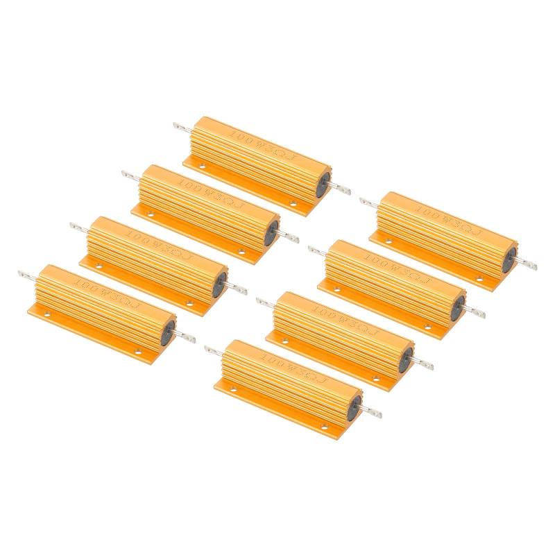 PATIKIL 100W 3 Ohm Widerstand Sortiment Kit Aluminium Gehäuse Widerstände Set, 8 Stück Aluminum Widerstand Set mit Schrauben Draht Widerstände Resistor Kit mit 5% Toleranz, Golden von PATIKIL