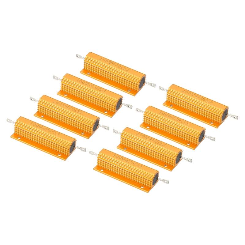 PATIKIL 100W 470 Ohm Widerstand Sortiment Kit Aluminium Gehäuse Widerstände Set, 8 Stück Aluminum Widerstand Set mit Schrauben Draht Widerstände Resistor Kit mit 5% Toleranz, Golden von PATIKIL